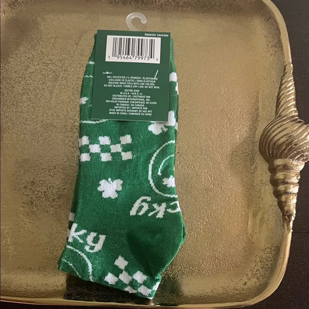 #1209=Green and White Knee High Socks